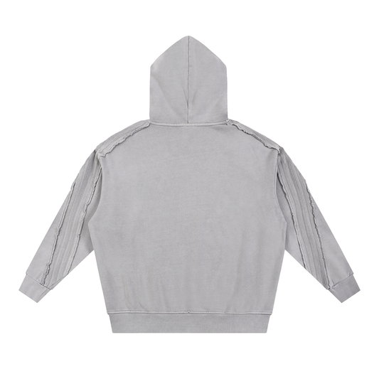 KYLINE Snow Washed Raw Edge Hoodie – Light Grey