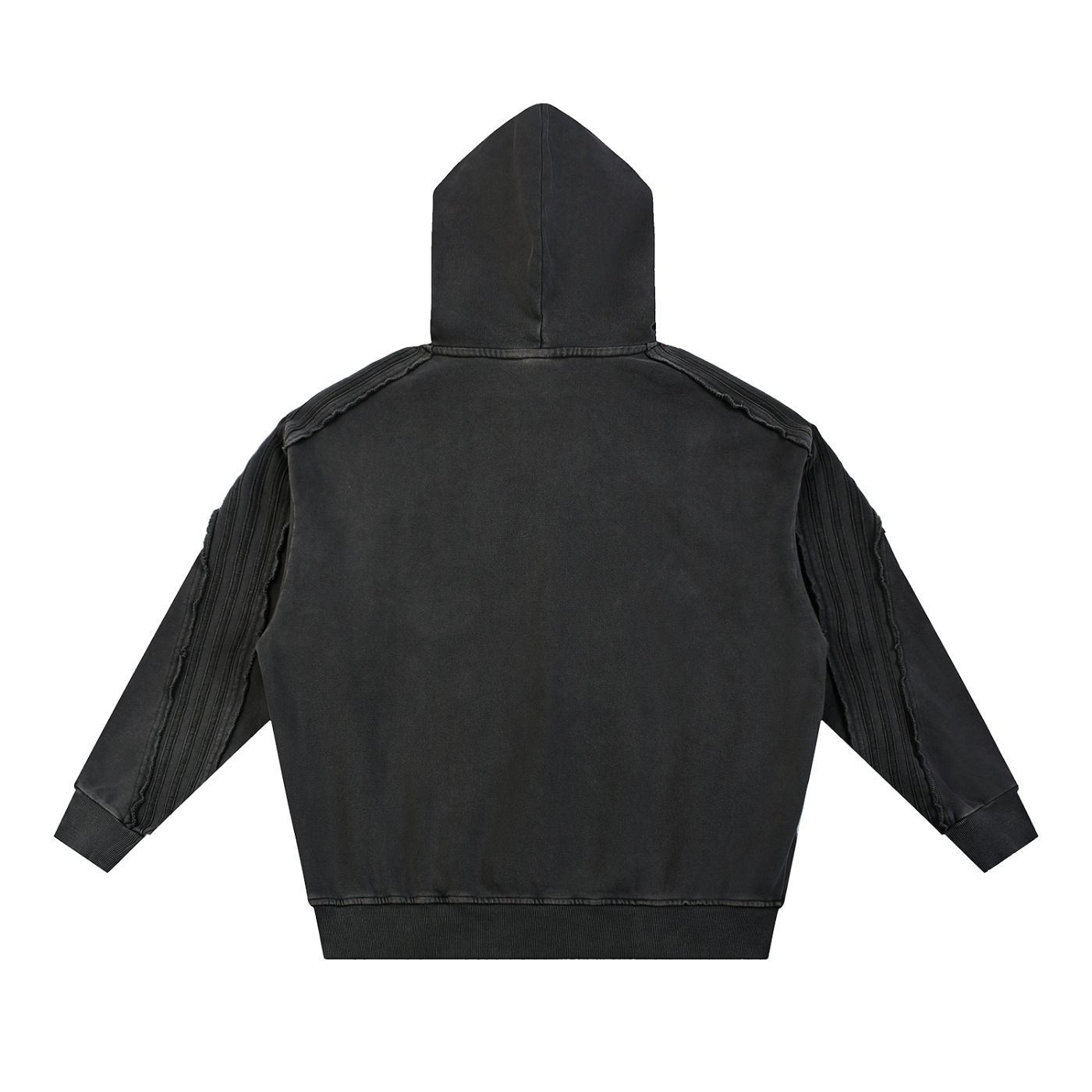 KYLINE Snow Washed Raw Edge Hoodie – Black