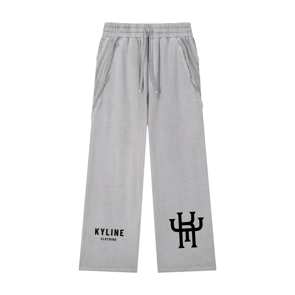 KYLINE Snow Washed Raw Edge Sweatpants