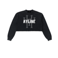 KYLINE Snow Washed Raw Edge Cropped Sweatshirt – Black