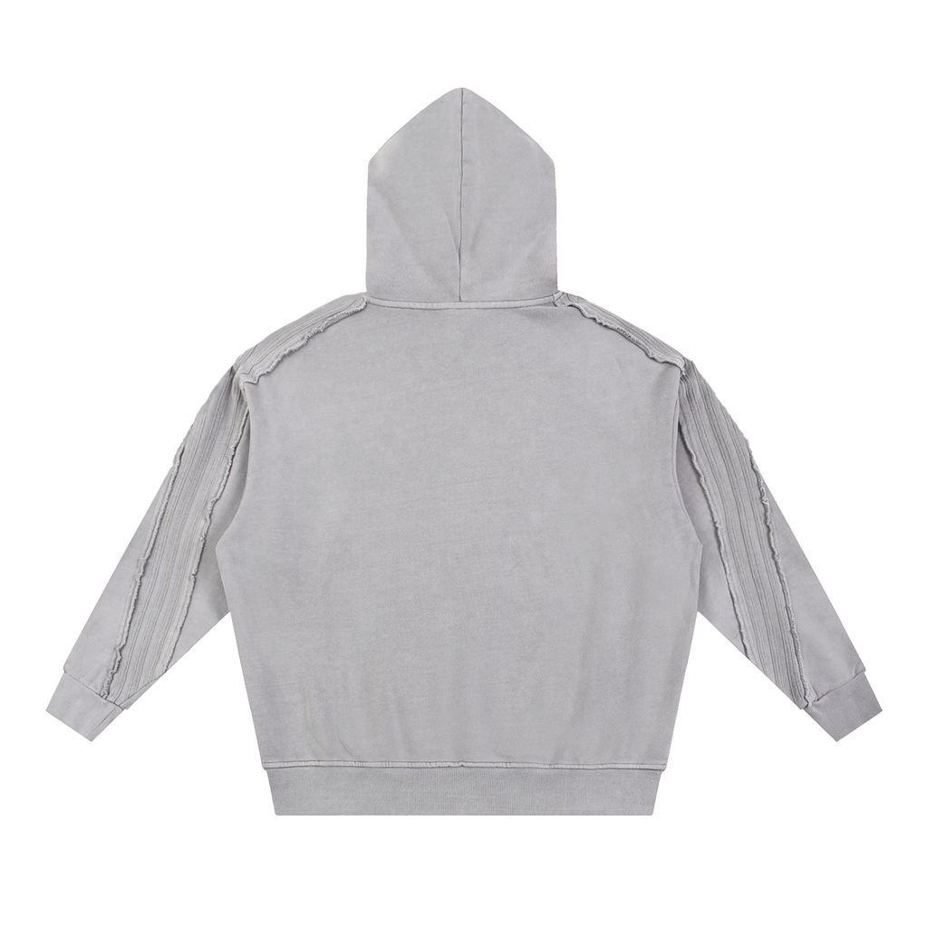 KYLINE Snow Washed Raw Edge Hoodie – Light Grey