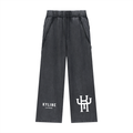 KYLINE Snow Washed Raw Edge Sweatpants – Black