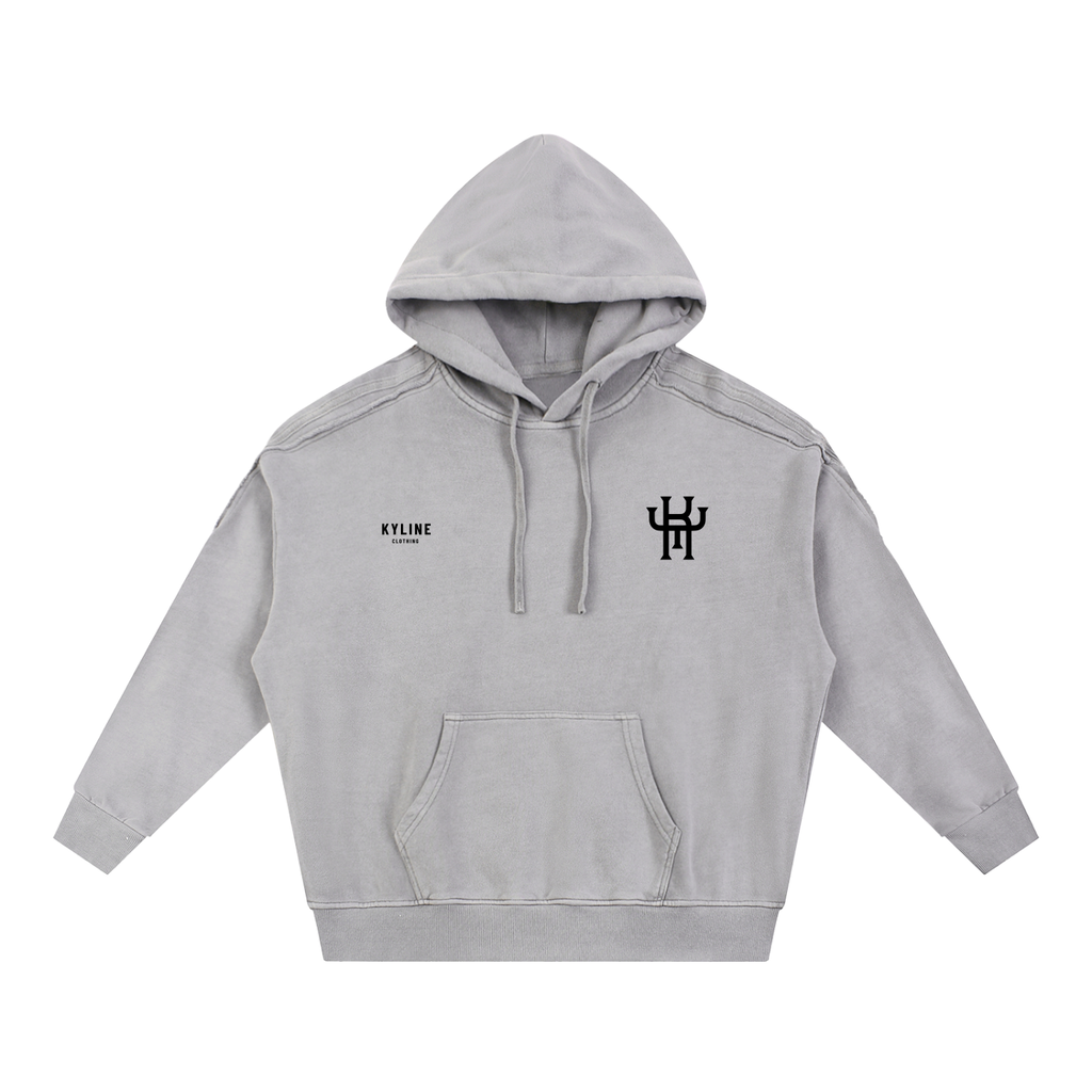 KYLINE Snow Washed Raw Edge Hoodie – Light Grey